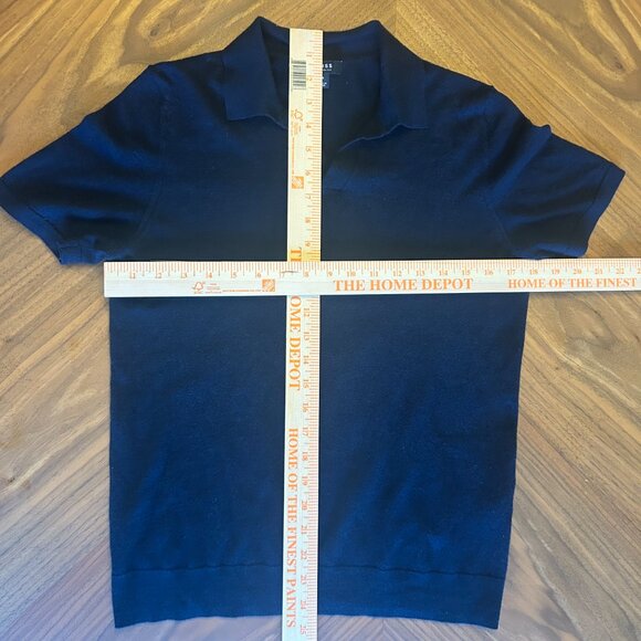 Mens Reiss Navy Merino Wool Johnny Collar Size S - Picture 2 of 5